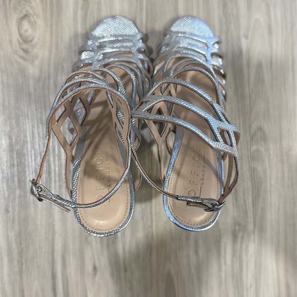 Silver open toed stiletto heels - Picture 5 of 7